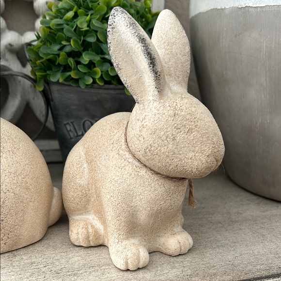 Rustic Farmhouse Cream Decorative Bunny Figurines - Picture 4 of 14